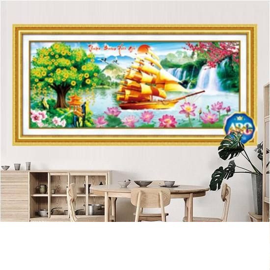 Tranh Đính Đá Kim Cương THUẬN BUỒM XUÔI GIÓ. Kích Thước: 1m5 x 67cm