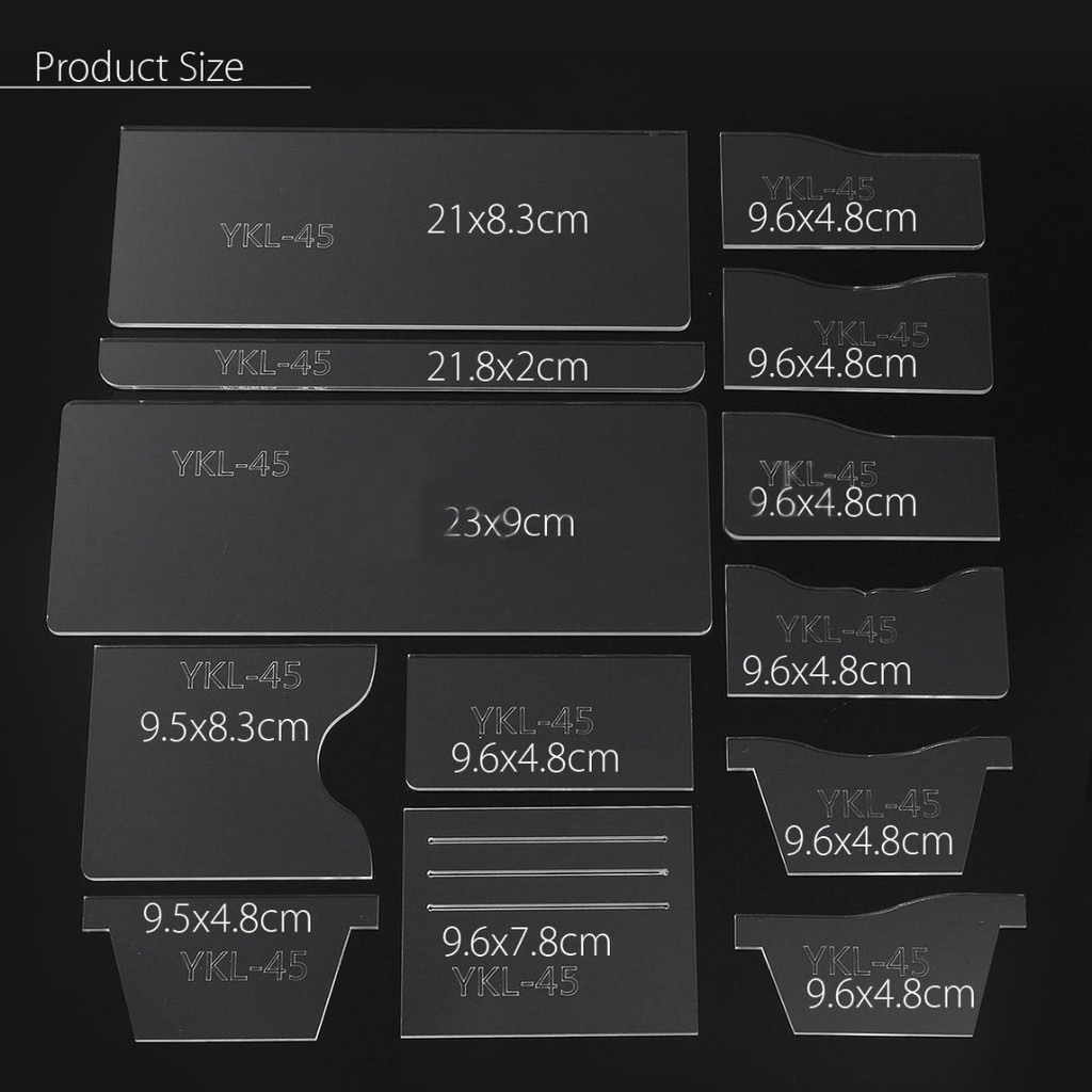 Bộ 13 Khuôn Acrylic Trong Suốt Dùng Để Tự Trang Trí Ví Da