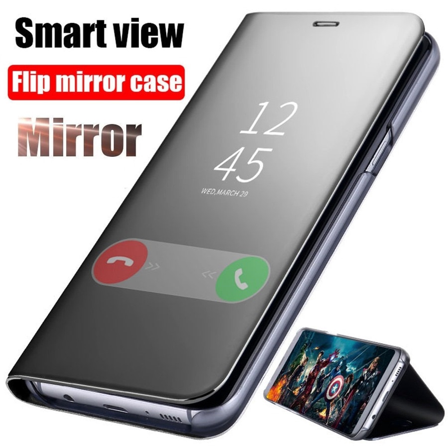 Ốp Điện Thoại Nắp Lật Mặt Gương Thông Minh Bảo Vệ Toàn Diện Cho Xiaomi Redmi Note 7 8 5 6 Pro