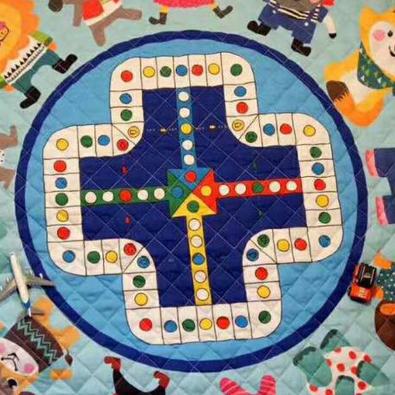 Thảm Cotton Hình Tròn In Họa Tiết Hoạt Hình Có Thể Gấp Gọn Dùng Tập Bò Cho Bé