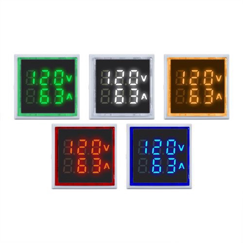 Volt kế &amp; ampe kế kỹ thuật số AC 50-500V 0-100A 22mm có đèn LED