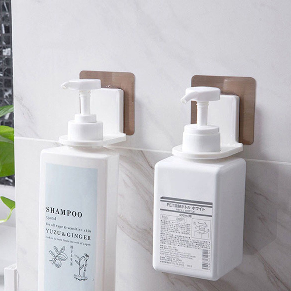 Giá móc treo chai nước rửa tay , dầu gội đầu sữa tắm dán tường Living C TC siêu dính chịu lực 3kg DANA