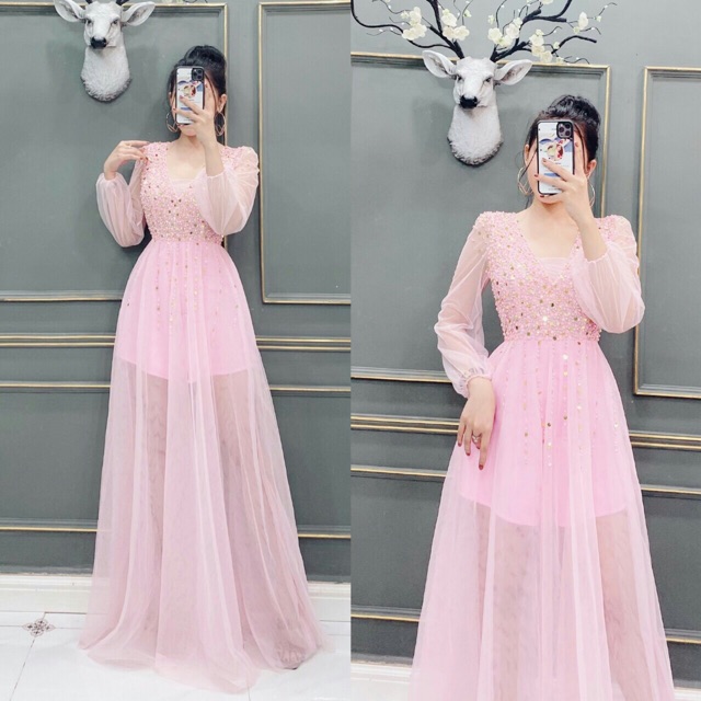 Đầm dạ hội đính đá ( ảnh và video thật 10000%)