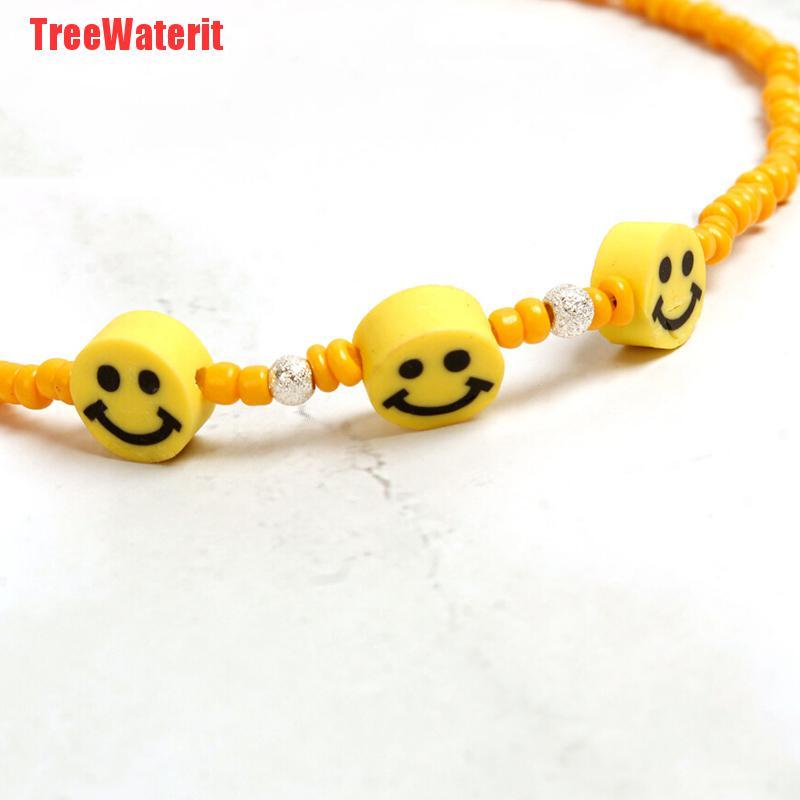 TreeWaterit Bohemia Colorful Beads Smile Face Choker Necklace Clavicle Summer Jewelry Gift