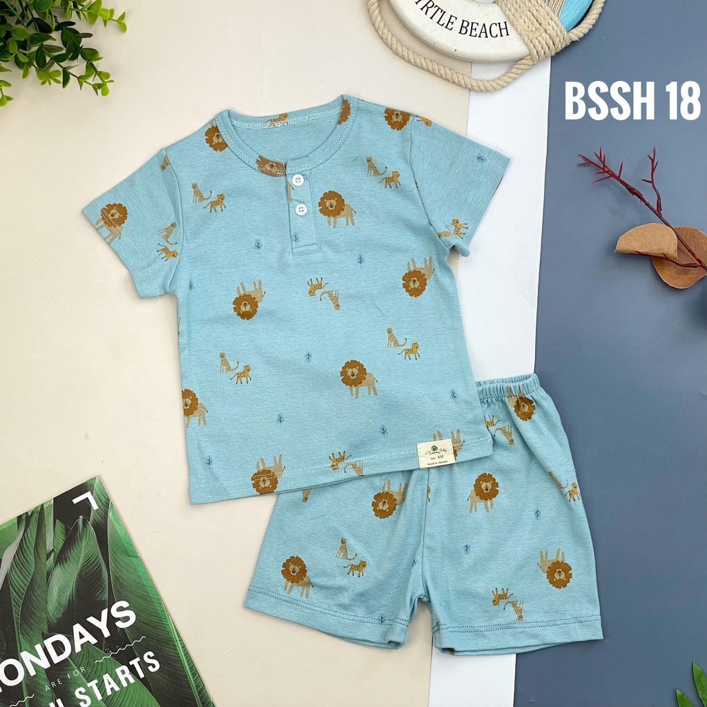 Bộ sơ sinh 2 cúc ngắn tay LITIBABY, size 6/36 tháng, chất cotton mềm mát, cực dễ chịu cho bé yêu