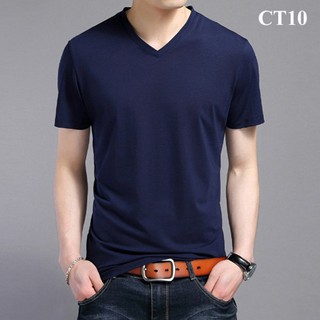 ( FREESHIP * ) Áo thun trơn nam tay ngắn cổ tim vải cotton thun lạnh mềm mịn Nhiều màu đủ size