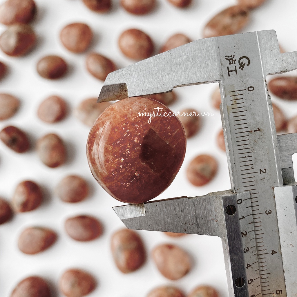 Viên Tumbled đá Sunstone (đá mặt trời), đá thanh tẩy, đá phong thủy tự nhiên dùng trong Tarot, Reiki, thiền định