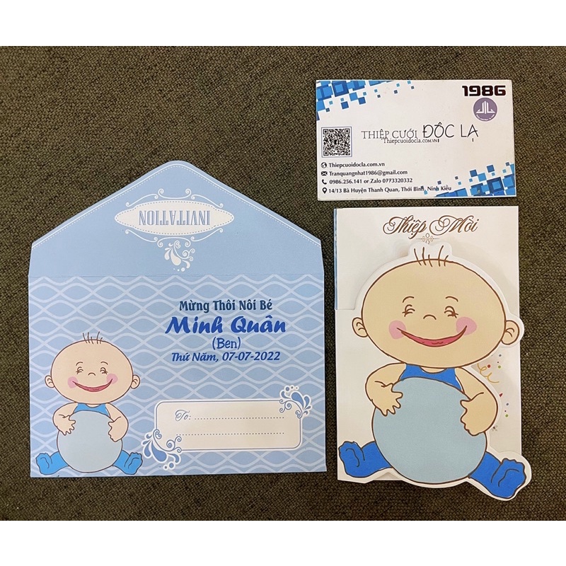 Thiệp Thôi nôi, sinh nhật, đầy tháng in nội dung theo yêu cầu