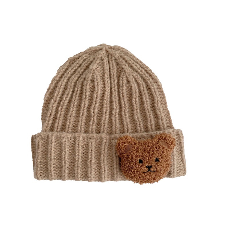 Mũ Beanie Dệt Kim Mềm Mại Giữ Ấm Hình Gấu Bông Đáng Yêu Cho Bé Trai Và Gái