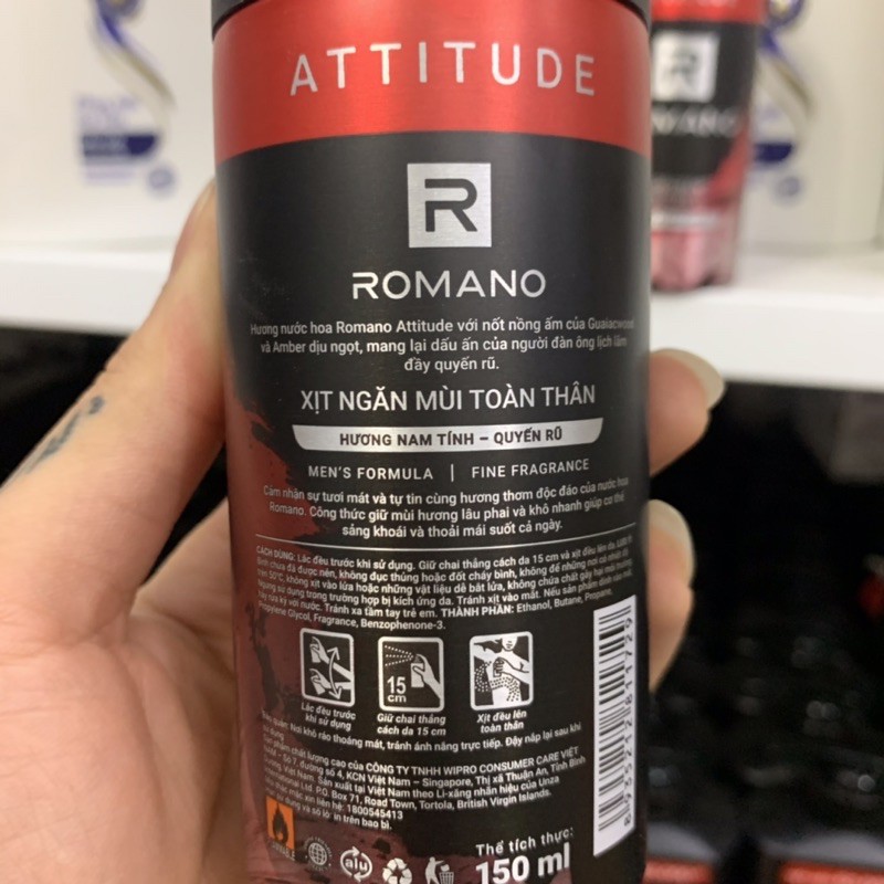 Xịt khử mùi Romano Attitude 150ml