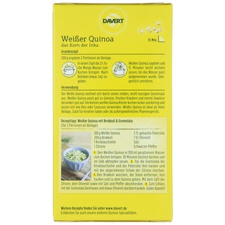Hạt diêm mạch quinoa trắng hữu cơ Davert - Rapunzel