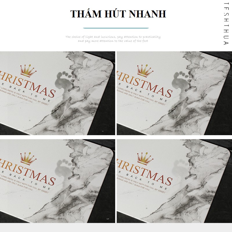 [Siêu thấm hút-giá sỉ-nhiều mẫu] Thảm đá Christmas lau chân nhà tắm kích thước 39x60x0.9cm