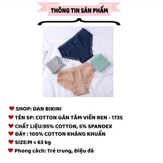 Quần Lót Nữ Cotton viền ren gân tăm kháng khuẩn hoạ tiết viền ren sexy điệu đà Mẫu 1735