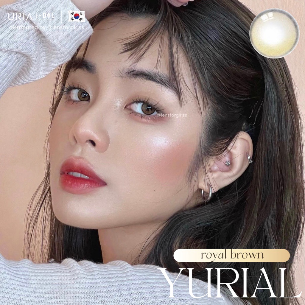 Kính áp tròng cao cấp hiệu ứng phủ bóng hot trend Yurial Royal Brown chính hãng IDOL LENS | HSD 8-12 tháng | Lens cận