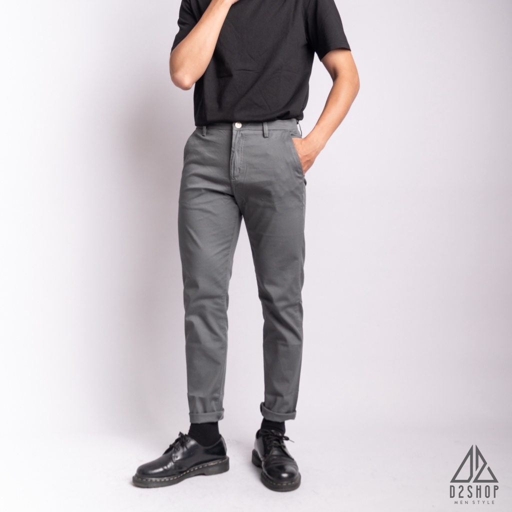 Quần kaki màu xám đậm trơn [A-6037]