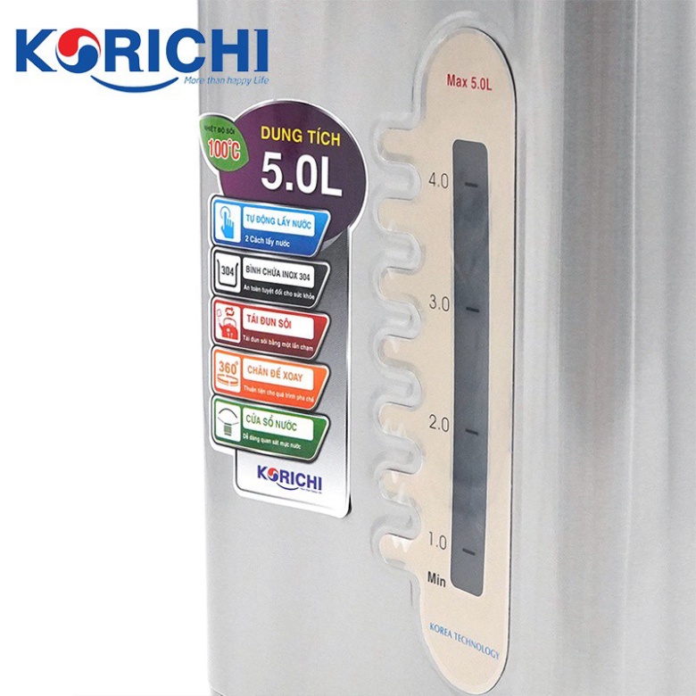 Bình thủy điện đa năng Korichi-5250 bình thủy inox cao cấp, chống cạn, 2 chế độ bơm (5L)