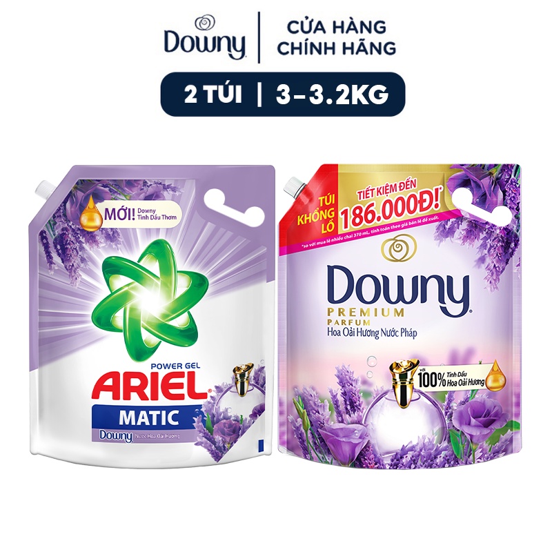 Combo Nước Giặt ARIEL Hương Hoa Oải Hương 3.2Kg &amp; Xả Vải DOWNY Hương Hoa Oải Hương 3L