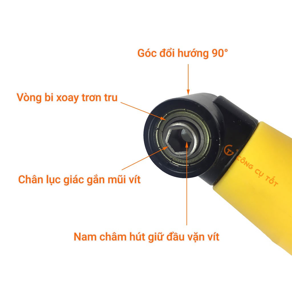 Đầu chuyển hướng khoan và bắt vít 90° chuôi lục vàng
