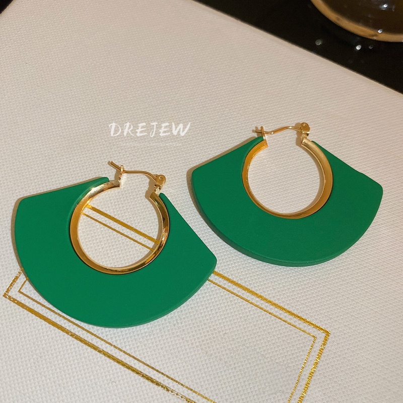 DREJEW Khuyên tai hình quạt tam giác phong cách cổ điển thời trang cho nữ