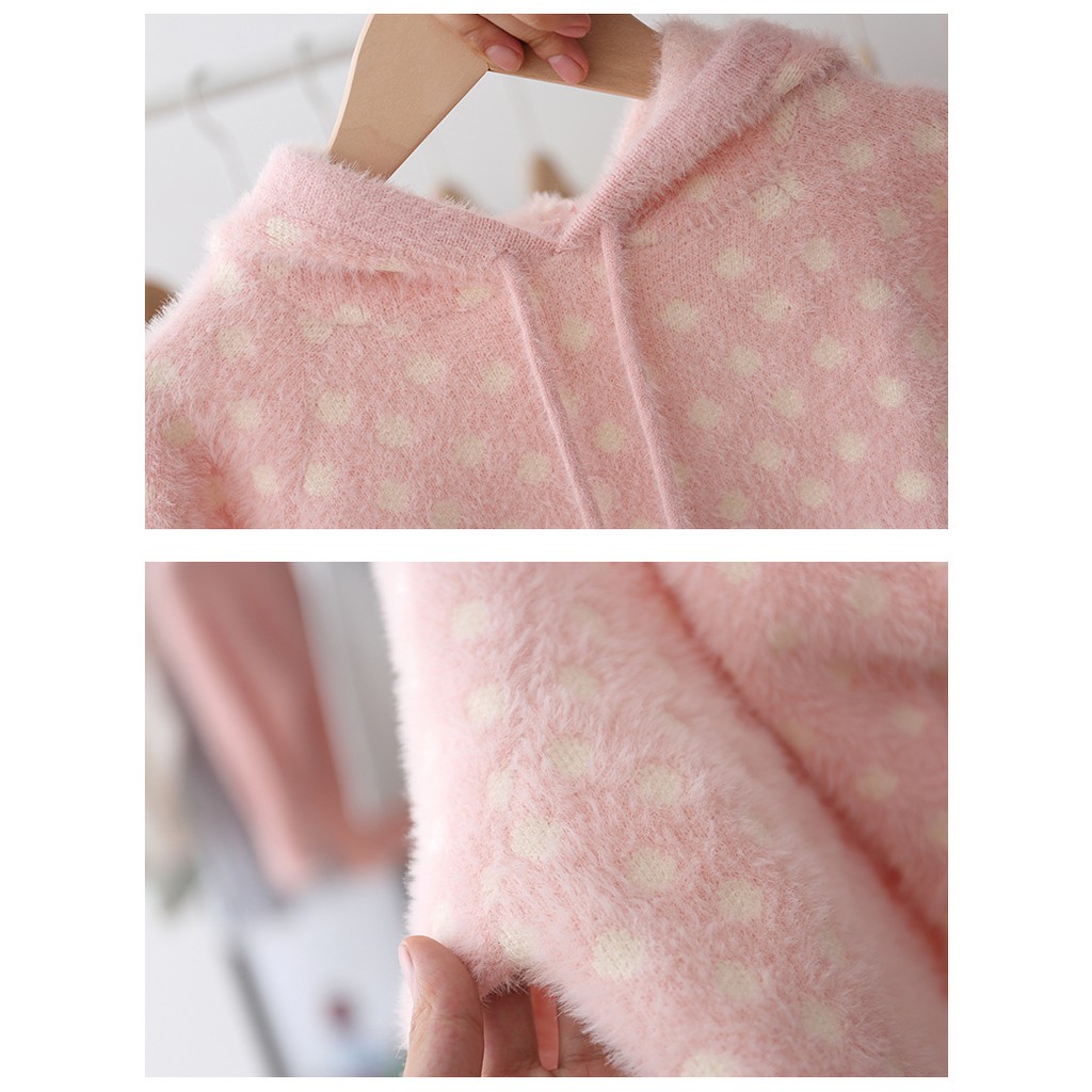 Áo len chấm bi điệu đà bé gái size 10-20kg [AL22]