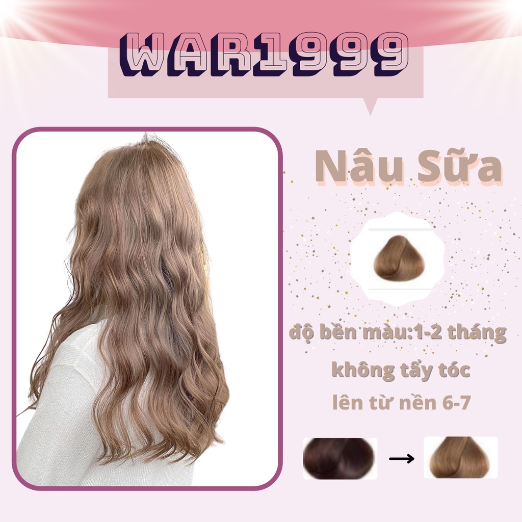 Thuốc Nhuộm Tóc Màu Nâu Sữa Tại Nhà Màu Nâu Tặng Kèm Găng Tay Oxy Mũ Nhuộm