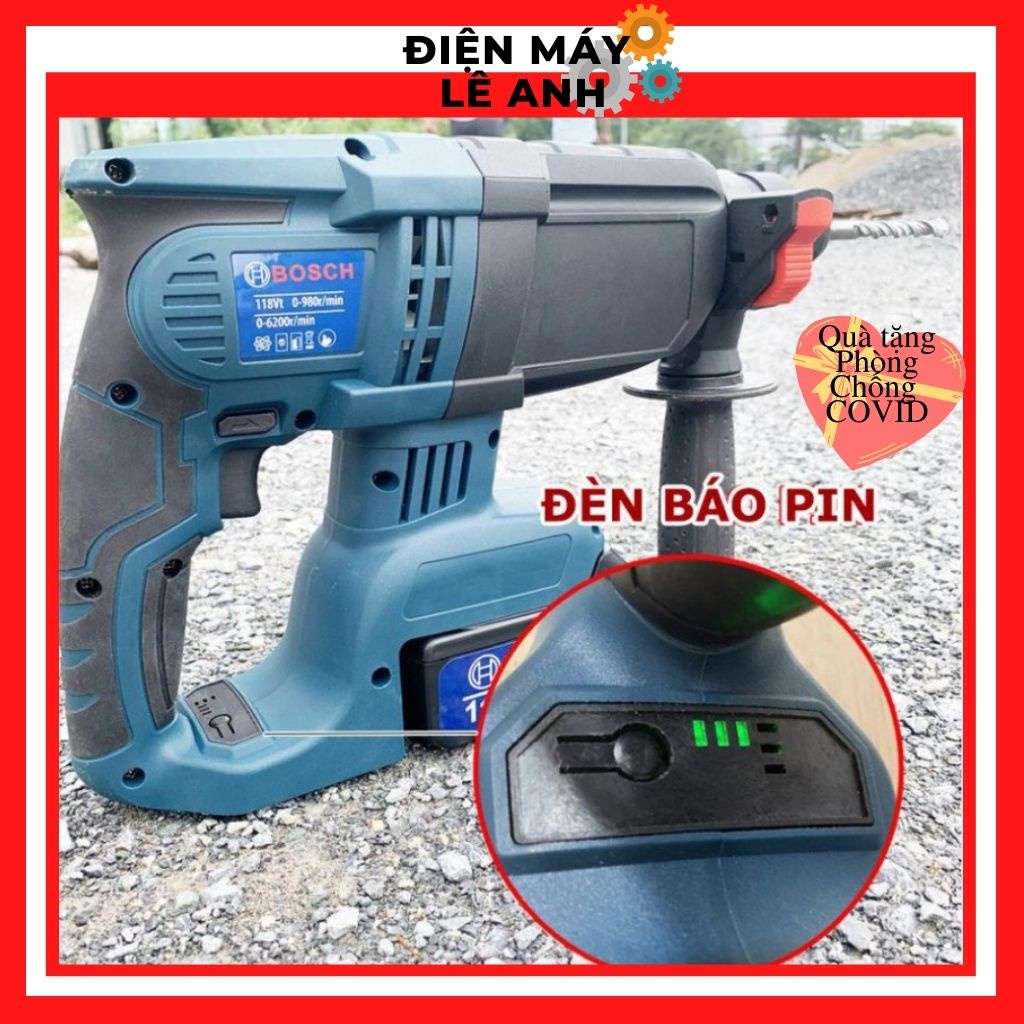 Máy khoan đục bê tông cầm tay Pin BOSCH 118V 3 Chức Năng chính hãng giá rẻ