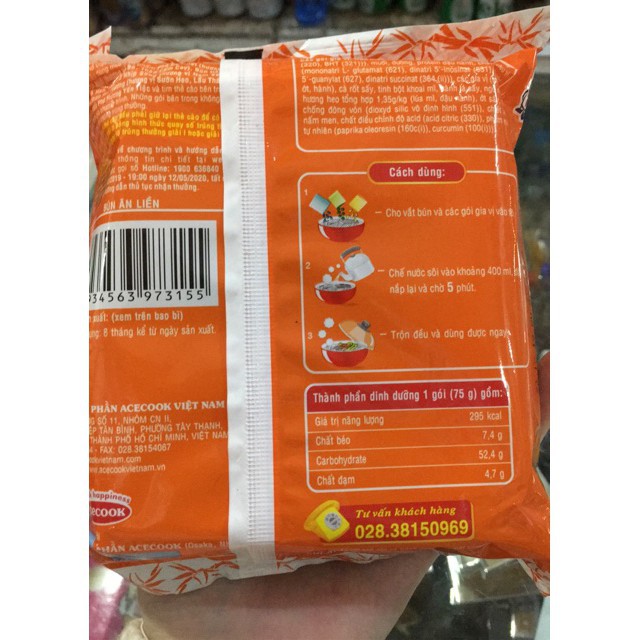 Set 5 gói Bún Giò Heo Hằng Nga Acecook 75g