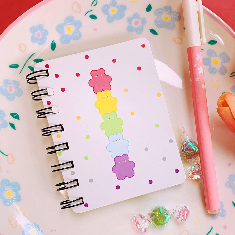 Small Flower Rollover Coil Notebook Student Mini Portable Loose-leaf Notebook Notepad A7 Pocket Notebook LQZ