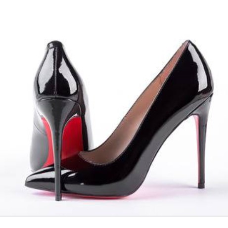 Giày cao gót màu đen bóng cao 10p lót da mềm