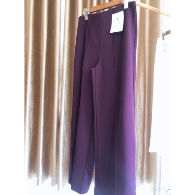 Quần ống rộng dáng dài có gân giữa chất cát hàn co dãn | BigBuy360 - bigbuy360.vn