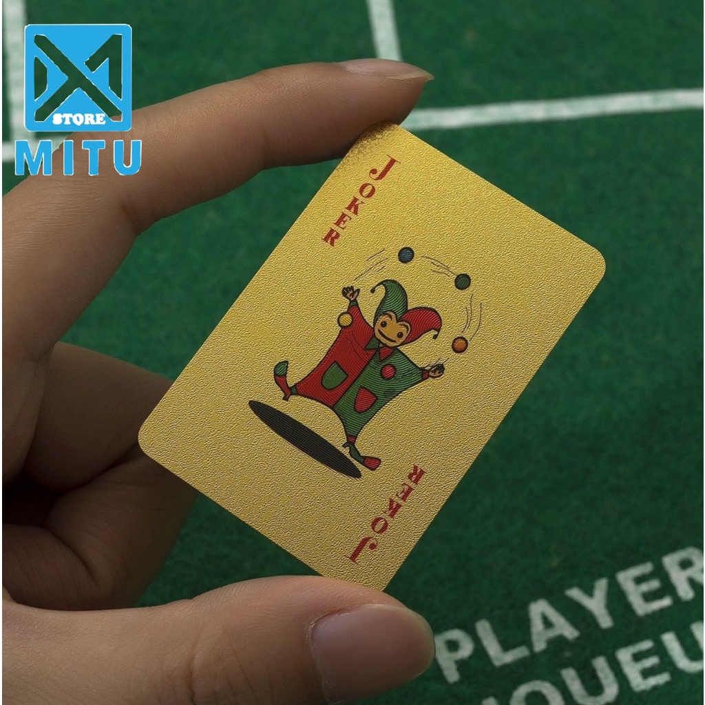 Bộ Bài Poker Nhựa PVC Mini Nhũ Vàng Chống Thấm Nước Độc Lạ Sang Trọng SP74
