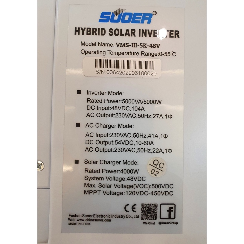 Bộ đổi điện đa dụng 5000W 48V điện áp 120V - 500V sạc MPPT 80A sạc AC 80A - VMS-III-5K-48V
