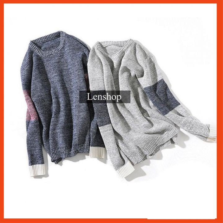 Áo Len Nam dài tay Cổ Tròn Gạo Phối Tay AL70