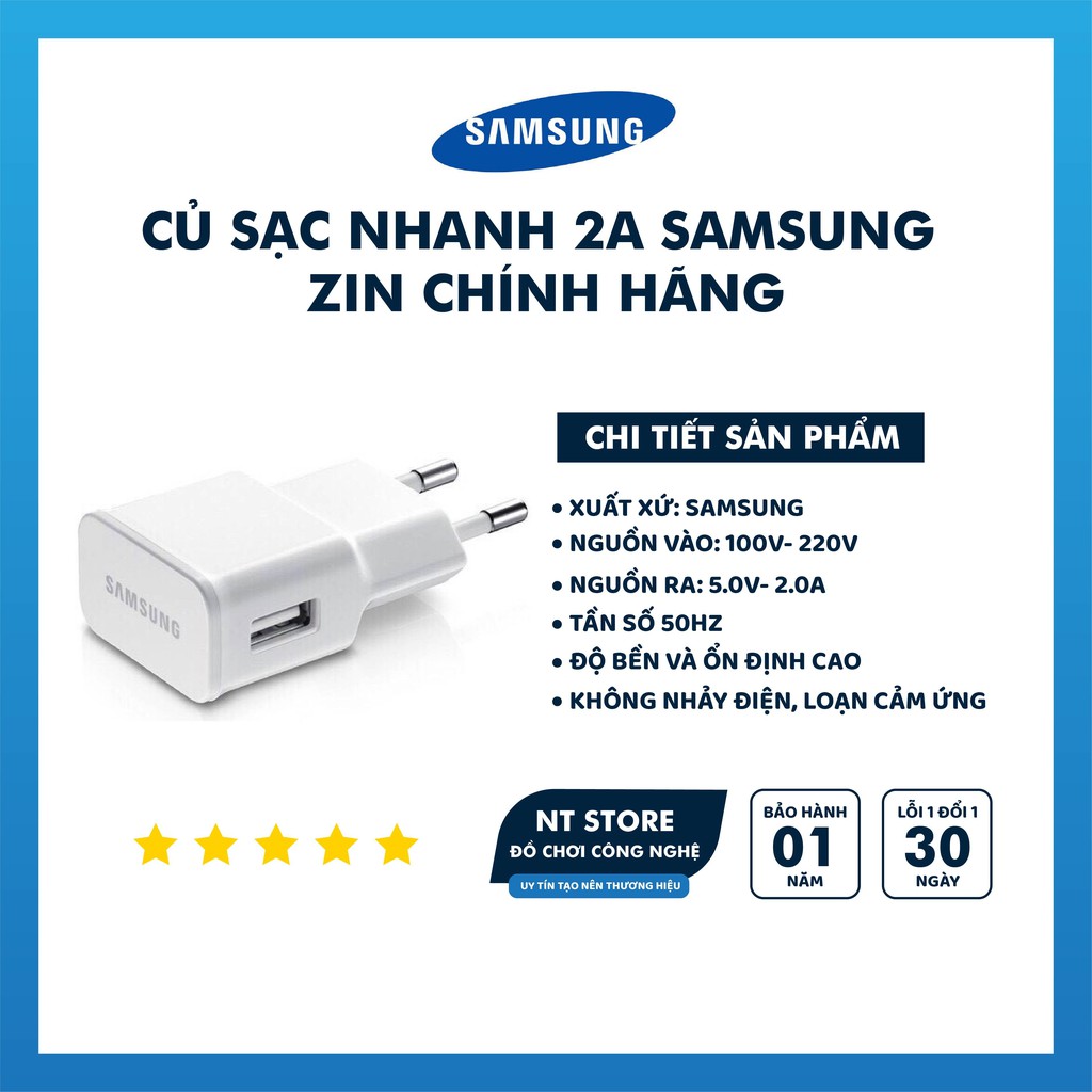 Củ Sạc Nhanh 2A SamSung Zin Chính Hãng