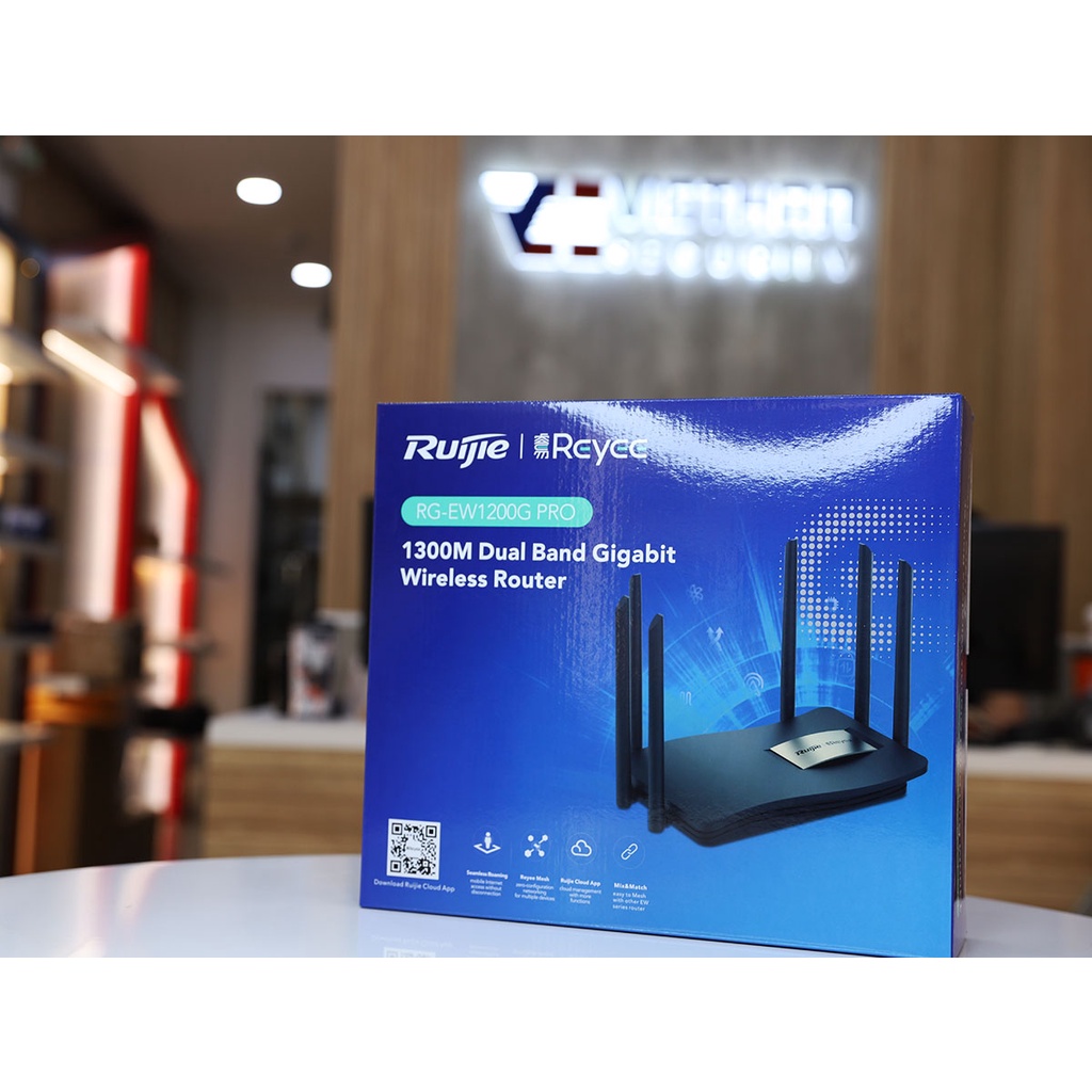 Router wifi cho gia đình RUIJIE RG-EW1200G Pro, bộ phát wifi 6 râu xuyên tường- Hàng chính hãng