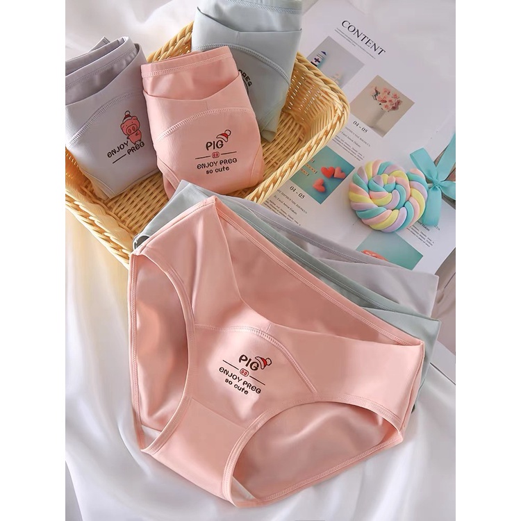 (QL22.50) Quần Lót bầu Cotton Nguyên Chất cạp Thấp Nâng Eo Cho Phụ Nữ Mang Thai Sau Sinh Size Lớn