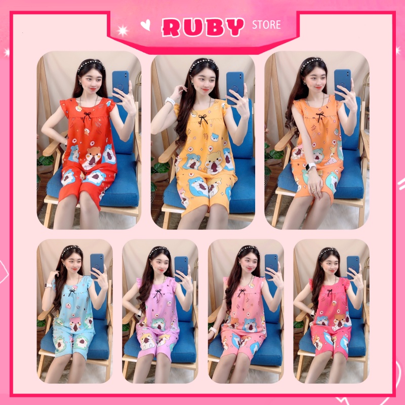 Đồ bộ nữ mặc nhà Họat Hình chất kate mềm mịn mát, họa tiết dễ thương Free Size Dưới 47KG ❤ Rubystorevn