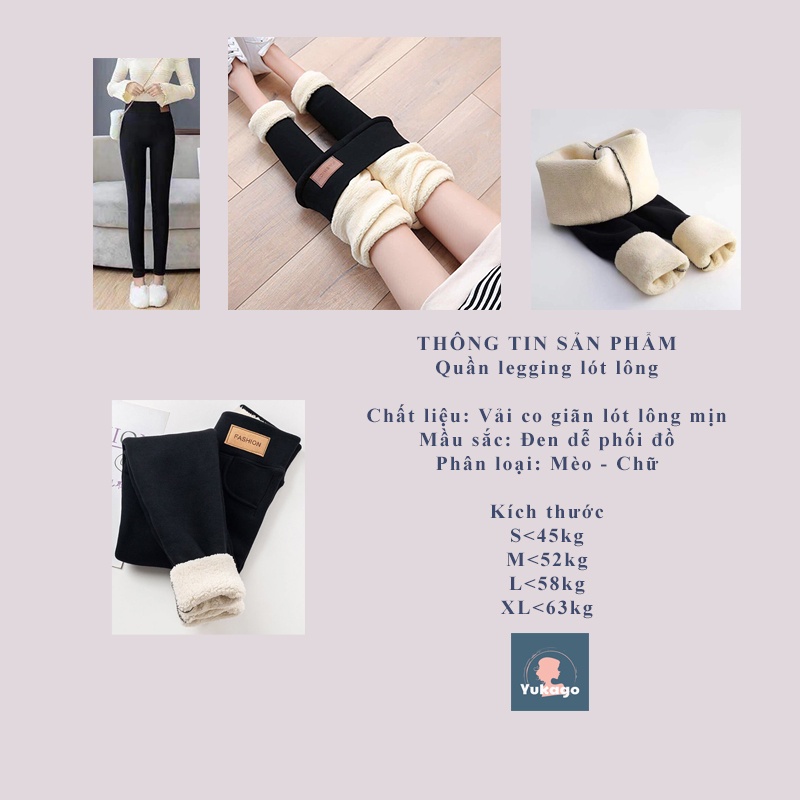 Quần legging lót lông cho nữ cạp cao lưng cao 8cm vải co giãn siêu ấm áp YUKAGO SB1529 | BigBuy360 - bigbuy360.vn