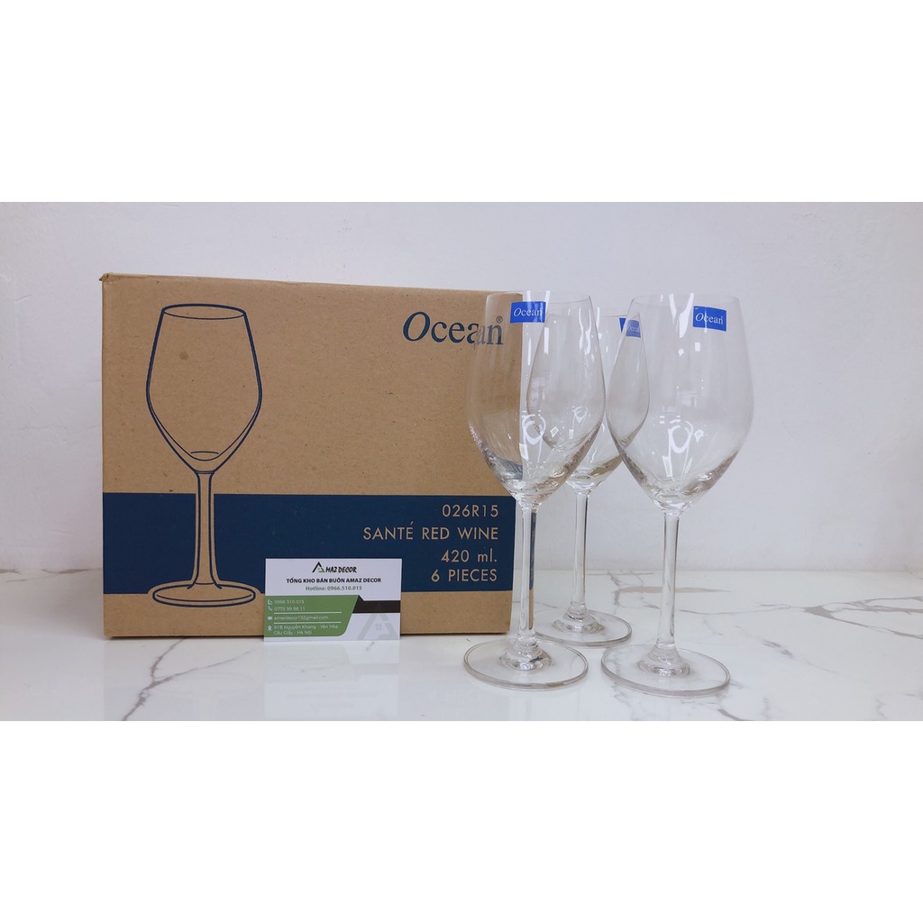 Bộ 6 ly vang thủy tinh Thái Lan Ocean 026R15 Santé Red Wine 420ml chính hãng cao cấp giá rẻ