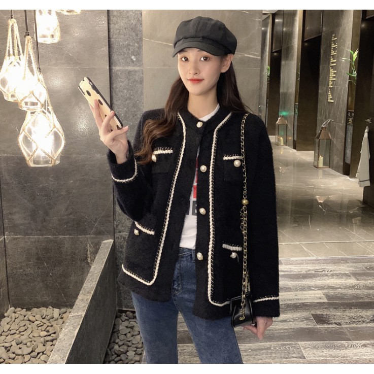 Áo khoác cardigan thiết kế phối nút kiểu ngọc trai sang trọng cho phái nữ | BigBuy360 - bigbuy360.vn