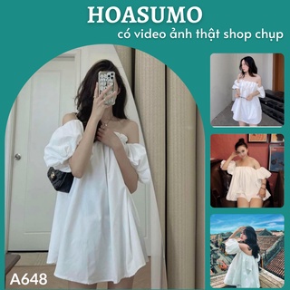Áo kiểu nữ bánh bèo trễ vai tay bồng sang chảnh mặc đi chơi đi biển