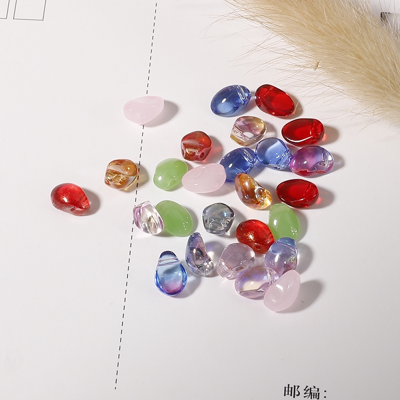 Set 50 hạt thủy tinh mịn phối màu hình giọt nước pha lê dùng làm vòng tay bông tai trang sức kẹp tóc thủ công 6x8mm