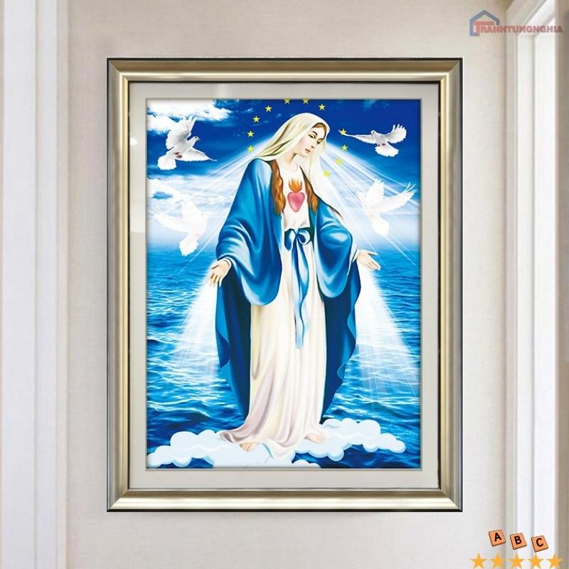 Tranh đính đá, tranh thêu chữ thập đức mẹ ban ơn