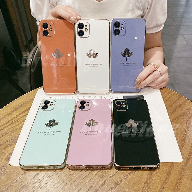 Ốp Điện Thoại Silicon Mạ Điện Hình Lá Phong Cho Infinix Hot 30i Note 12 G96 Note 11 Note 10 Note 8i Hot 12 Play Hot 12i Hot12 Hot9 Hot8 Smart 4
