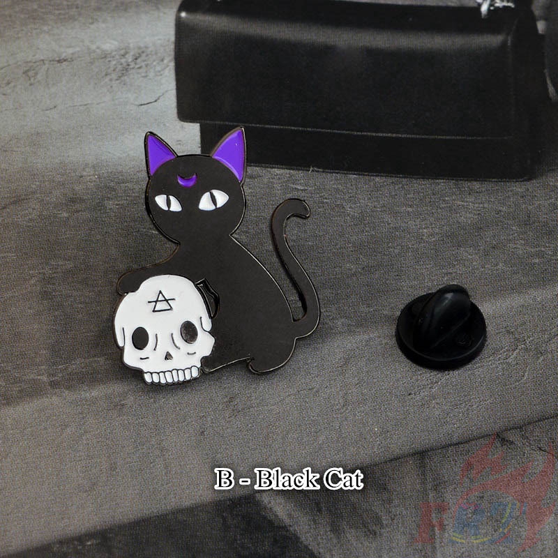 Ghim cài áo hình mèo đen tròn