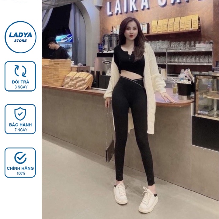 Quần Legging Nữ Cạp Cao Chéo Gen Bụng Tôn Dáng Phái Đẹp Mã 2