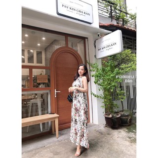 Đầm maxi hoa dập li 2 dây sang chảnh!