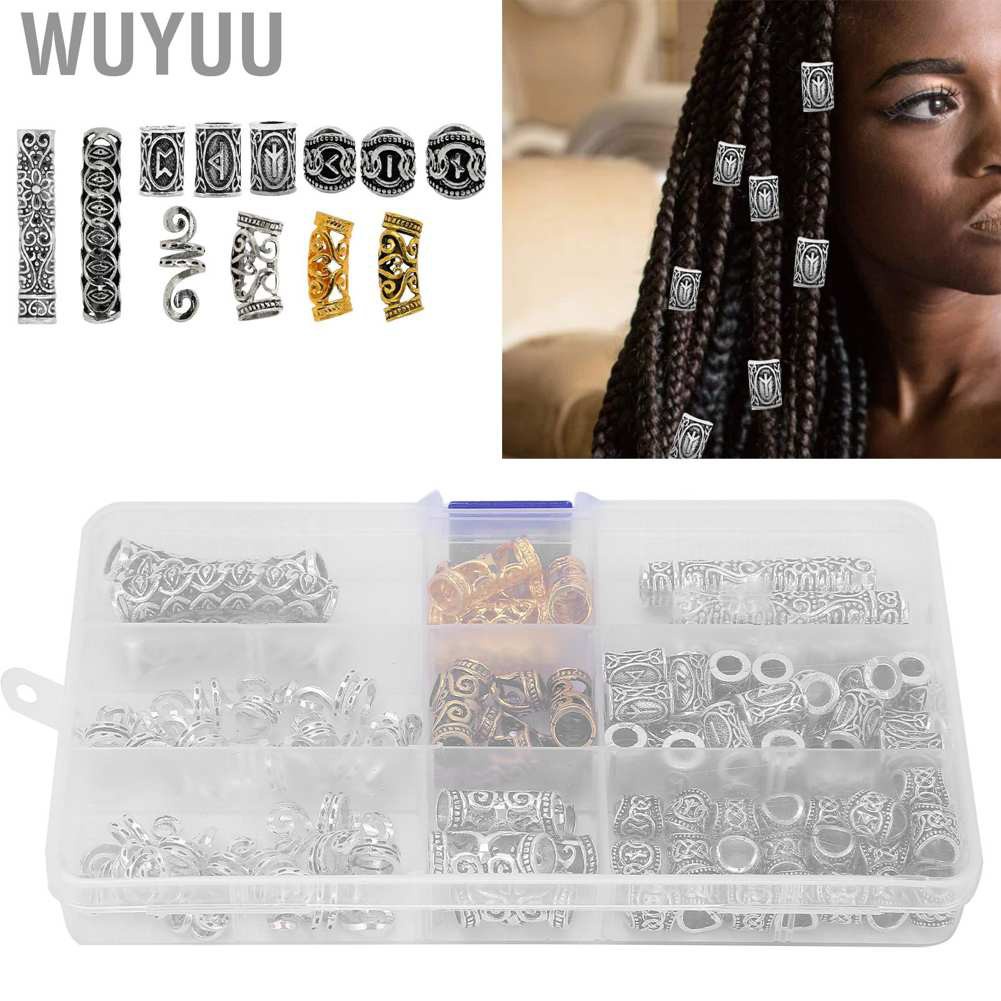 Wuyuu Vintage Hair Braid Dreadlock Beads Rings Tube Jewelry Extension DIY Decor