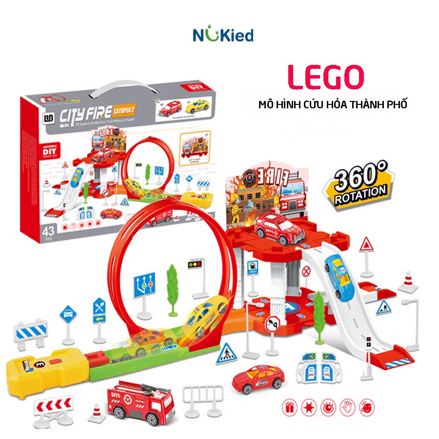 Mô Hình Đồ Chơi Lắp Ráp Đường Đua Xe Có Bệ Phóng Kết Hợp Bãi Đậu Xe Nâng Cao Kĩ Năng Sáng Tạo Cho Trẻ Nukied VN