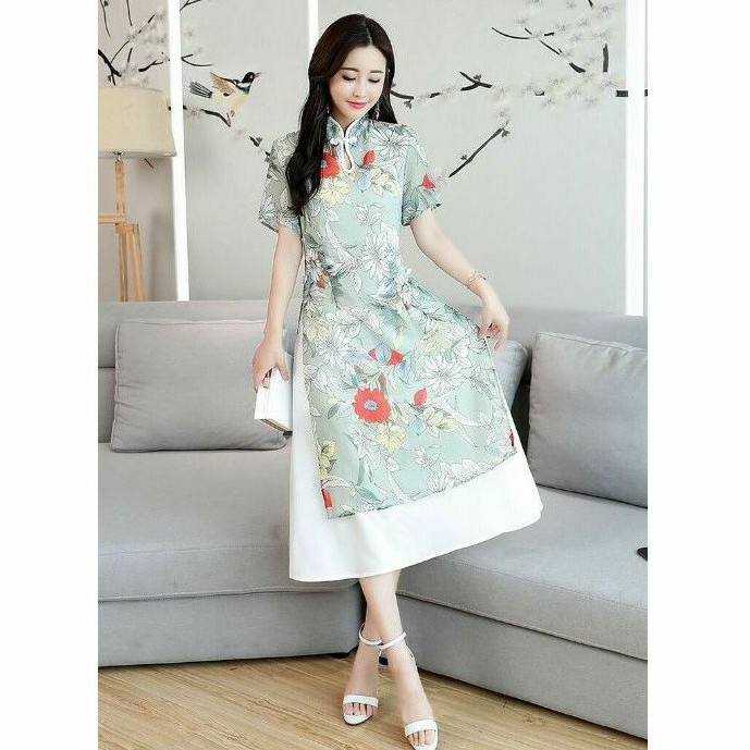 Hàng nhập - Đầm dáng suông kiểu áo dài cách tân, váy suông